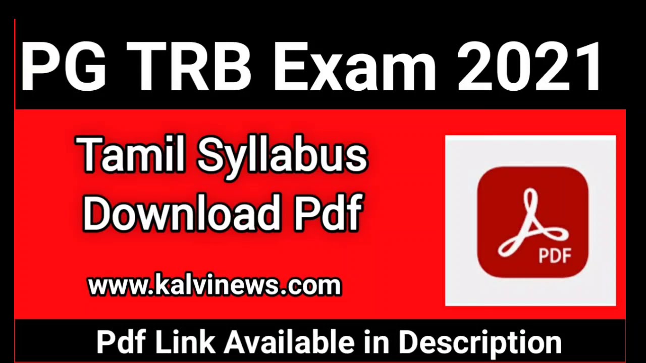PGTRB Exam 2021 | PG TRB Tamil New Syllabus Download Pdf | Kalvinews | @trb.tn.nic.in