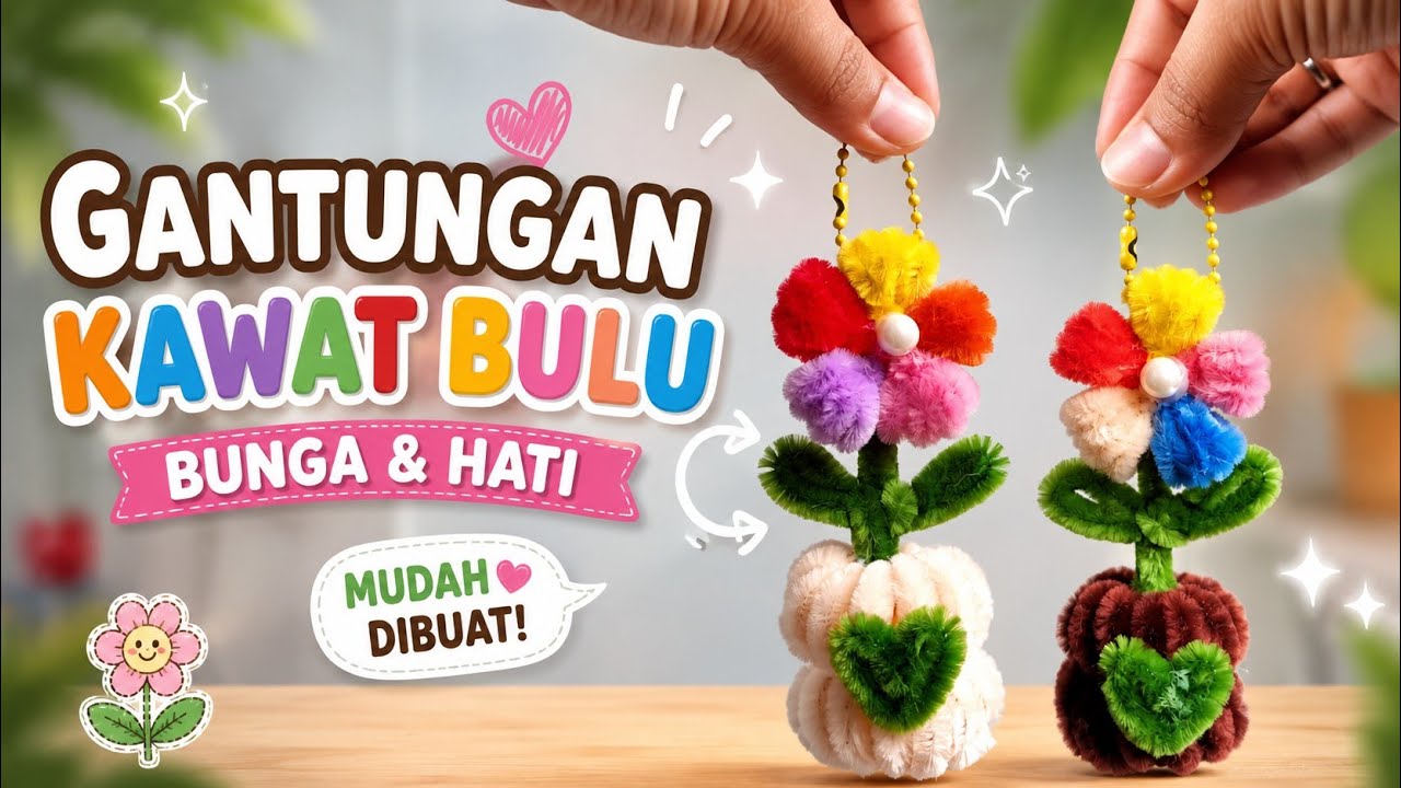 TUTORIAL membuat gantungan tas bunga dari kawat bulu