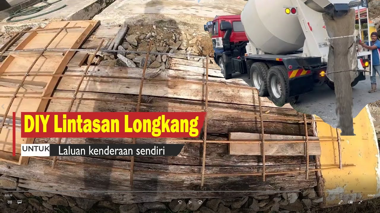 Pasang Simen Lintasan longkang depan rumah secara DIY