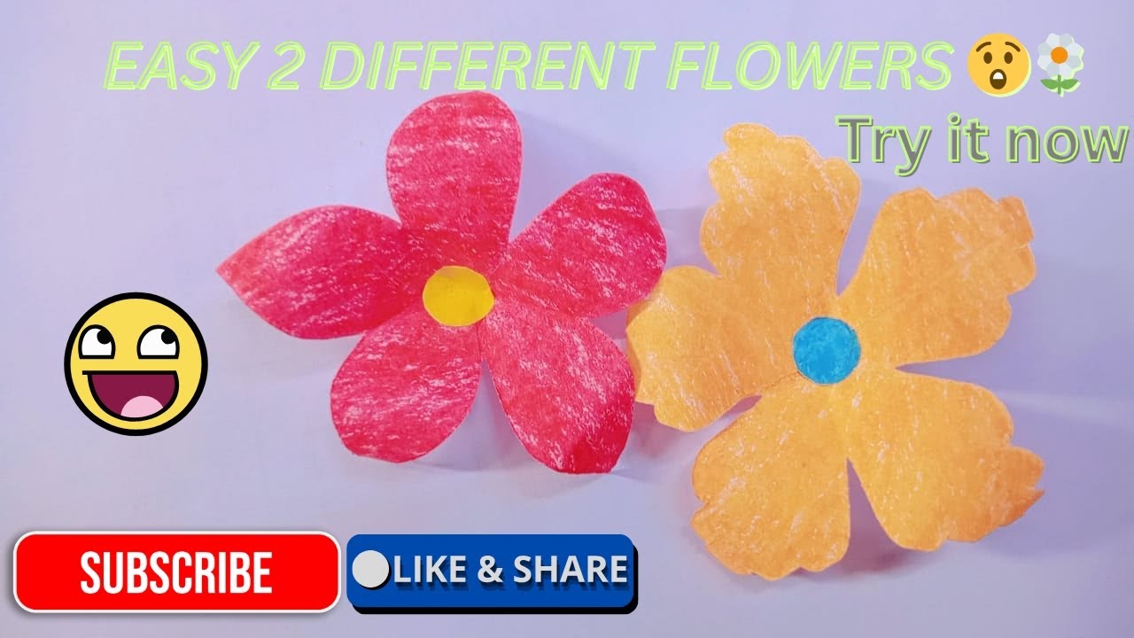 Two easy different flowers 💯👍🏼😲😀|| Try it now 👍🏼#diy#homemadepapercraft  