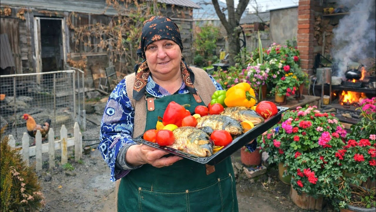 Winter Village Day | Grandpa Pulled a Huge Fish, Grandma Cooked Legendary Fish Lavangi on the Stove