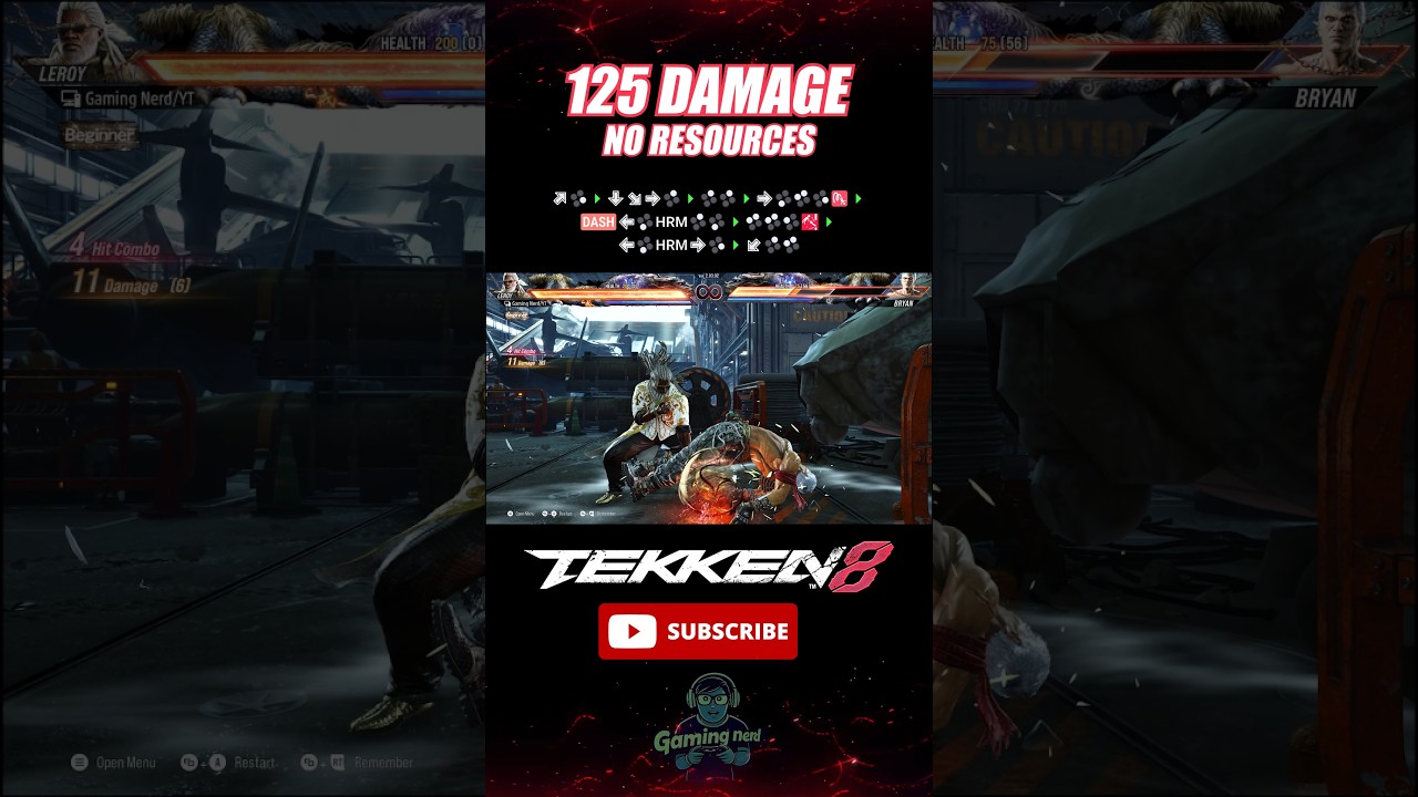 【 Tekken 8 Season 2 】 Leroy Smith 125 DAMAGE Combo #shorts #tekken8 #shortvideo #youtubeshorts