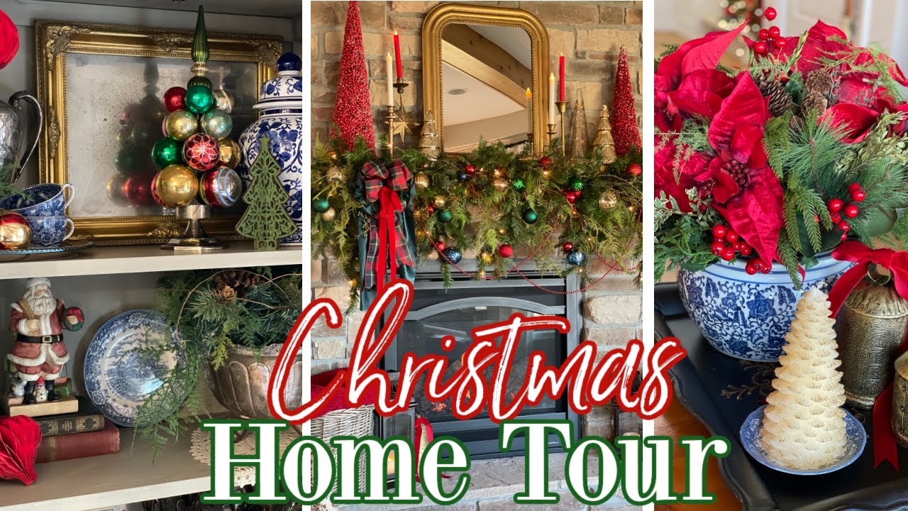 CHRISTMAS HOME TOUR 2024 | TRADITIONAL CLASSIC CHRISTMAS MIXED WITH BLUE & WHITE