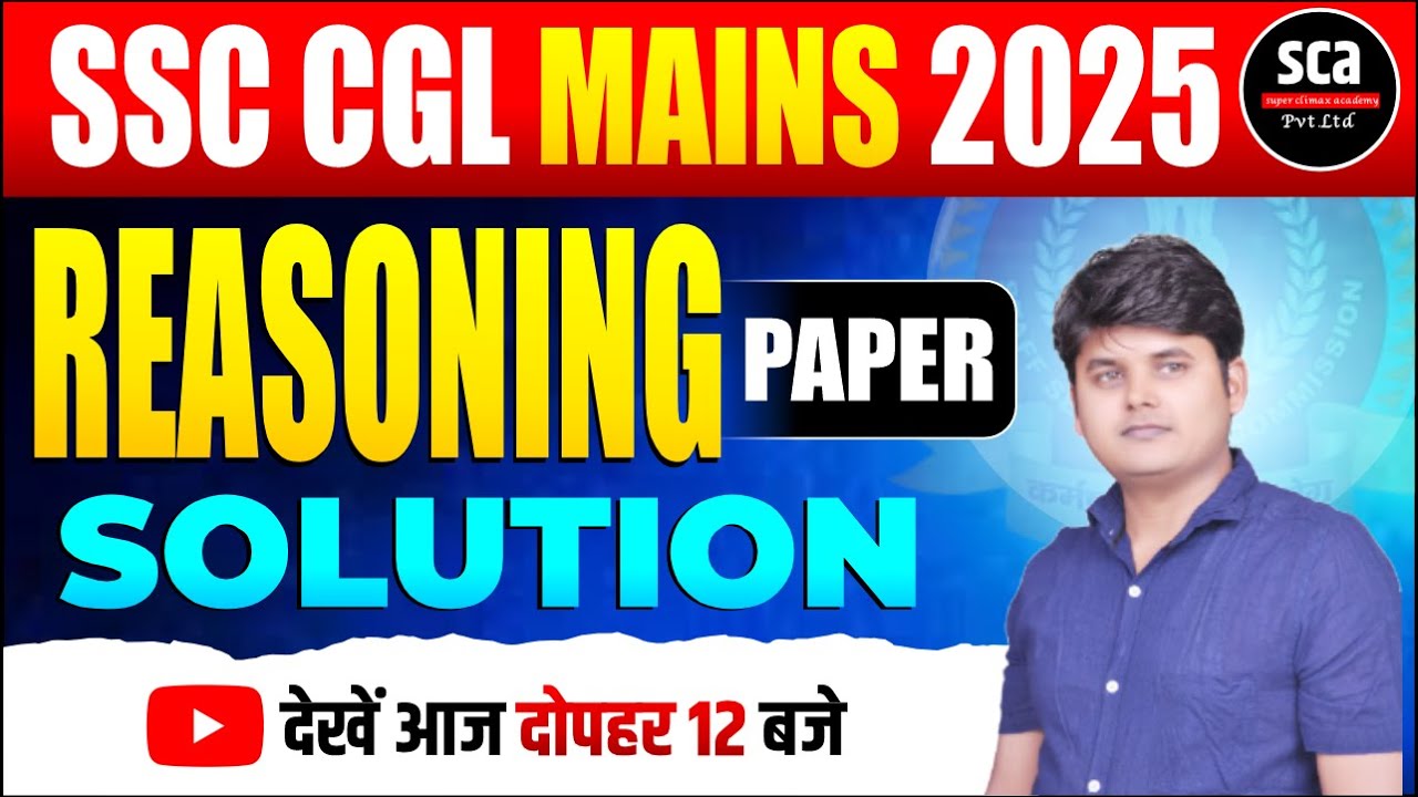 SSC CGL Mains 2025 | Reasoning Paper Solution | By Arvind Sir