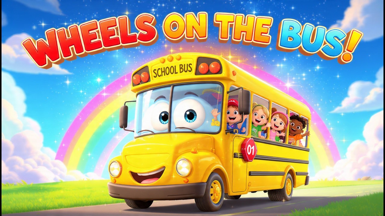  Wheels on the Bus Go Round and Round 💛 Bright Yellow Bus Cartoon!