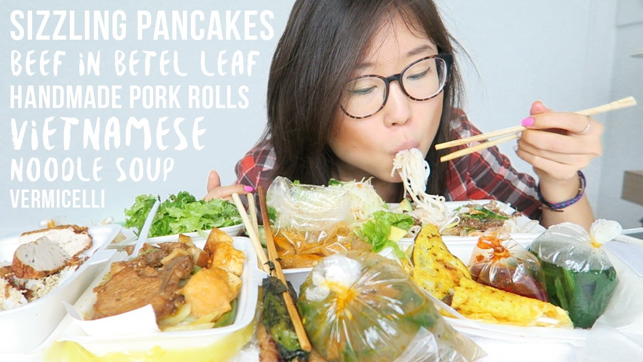 MUKBANG Vietnamese Food ● Bánh Xèo, Bún Thịt Nướng, Bò Lá Lốt & more