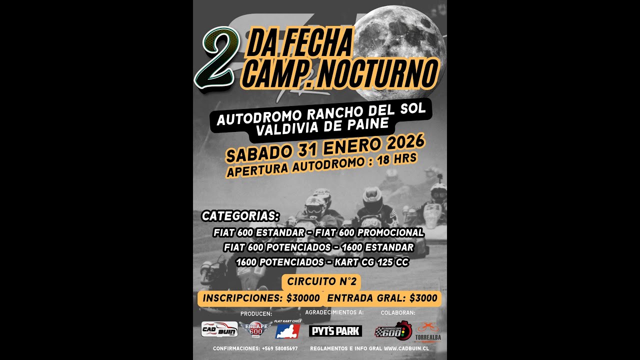 1600 Potenciados, 2° Fecha Campeonato Nocturno 2026