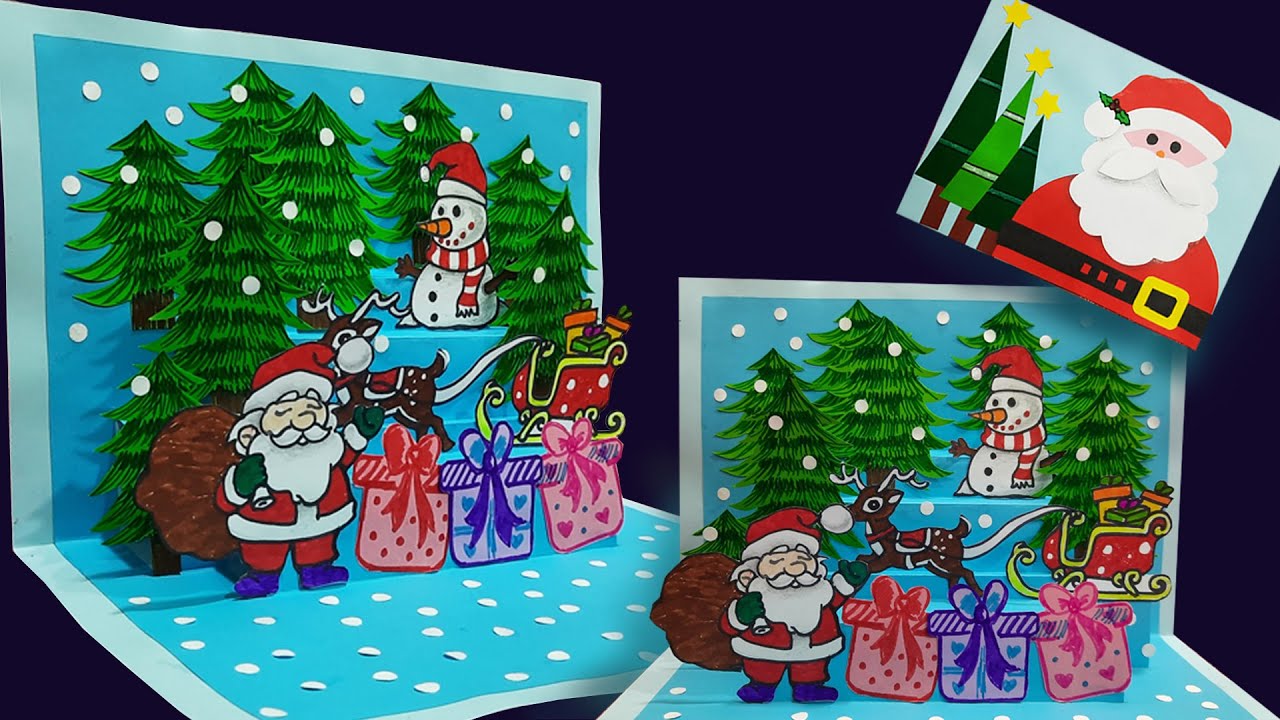 3D Christmas Pop Up Card| How To Make 3D Pop Up Christmas Greeting Card |DIY Christmas Greeting Card
