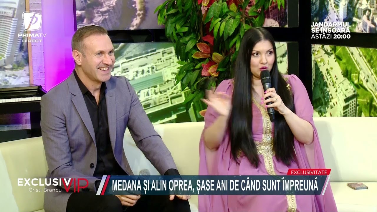 Medana și Alin Oprea, șase ani de când sunt împreună! Cum a fost surprinsă artista în direct