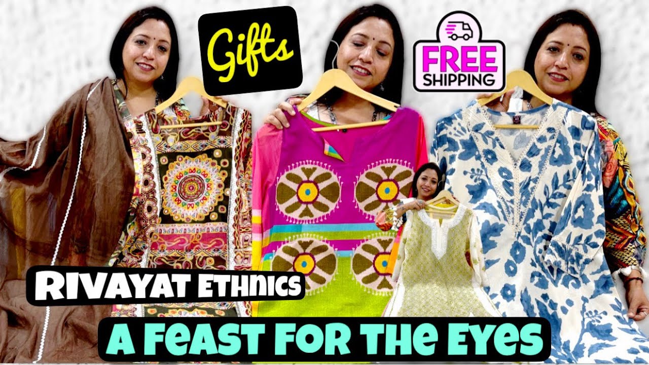 Mesmerising Cotton & PartyWear Suits, Chikankari Kurti, Sarees, Suits & Kaftans at Rivayat Ethnics.