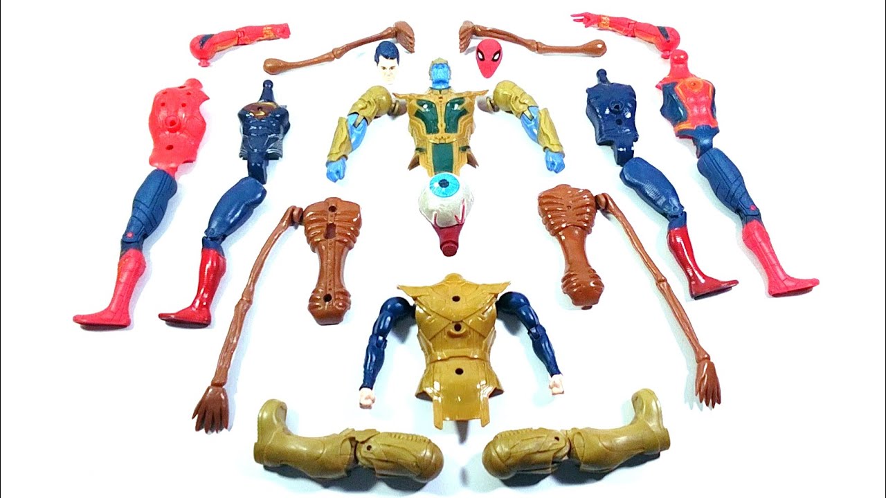 AVENGERS SUPERHERO TOYS THANOS ARMOR VS SIRENHEAT VS SUPERMAN VS SPIDER-MAN RED...