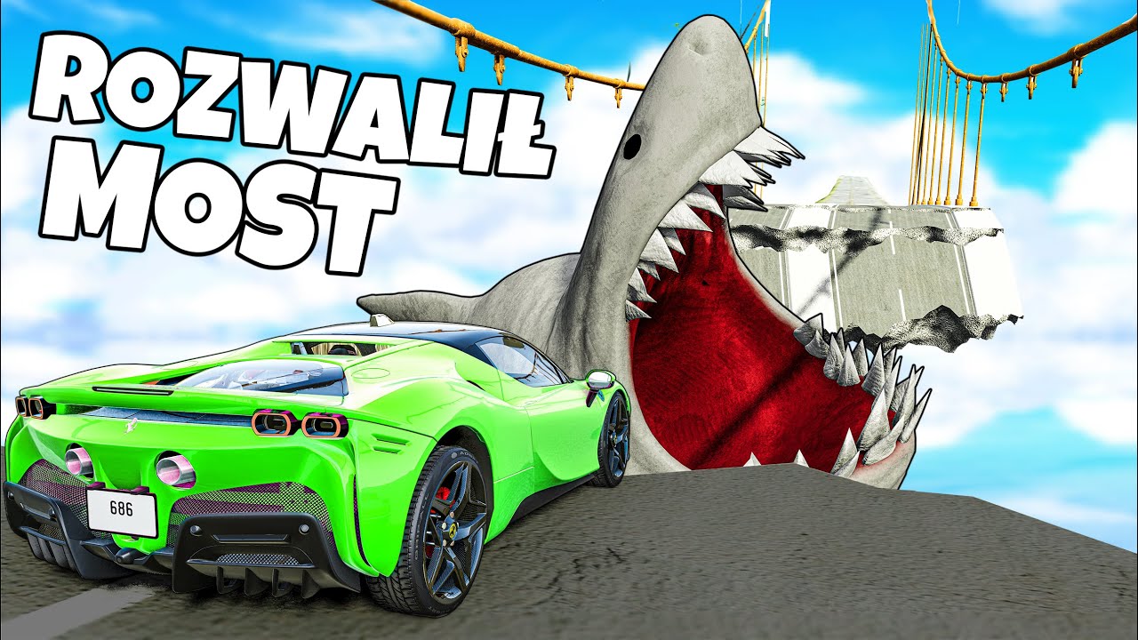 ❄️ WPADŁEM DO PASZCZY REKINA!? SUPERAUTA KONTRA TOR PRZESZKÓD | BeamNG Drive |