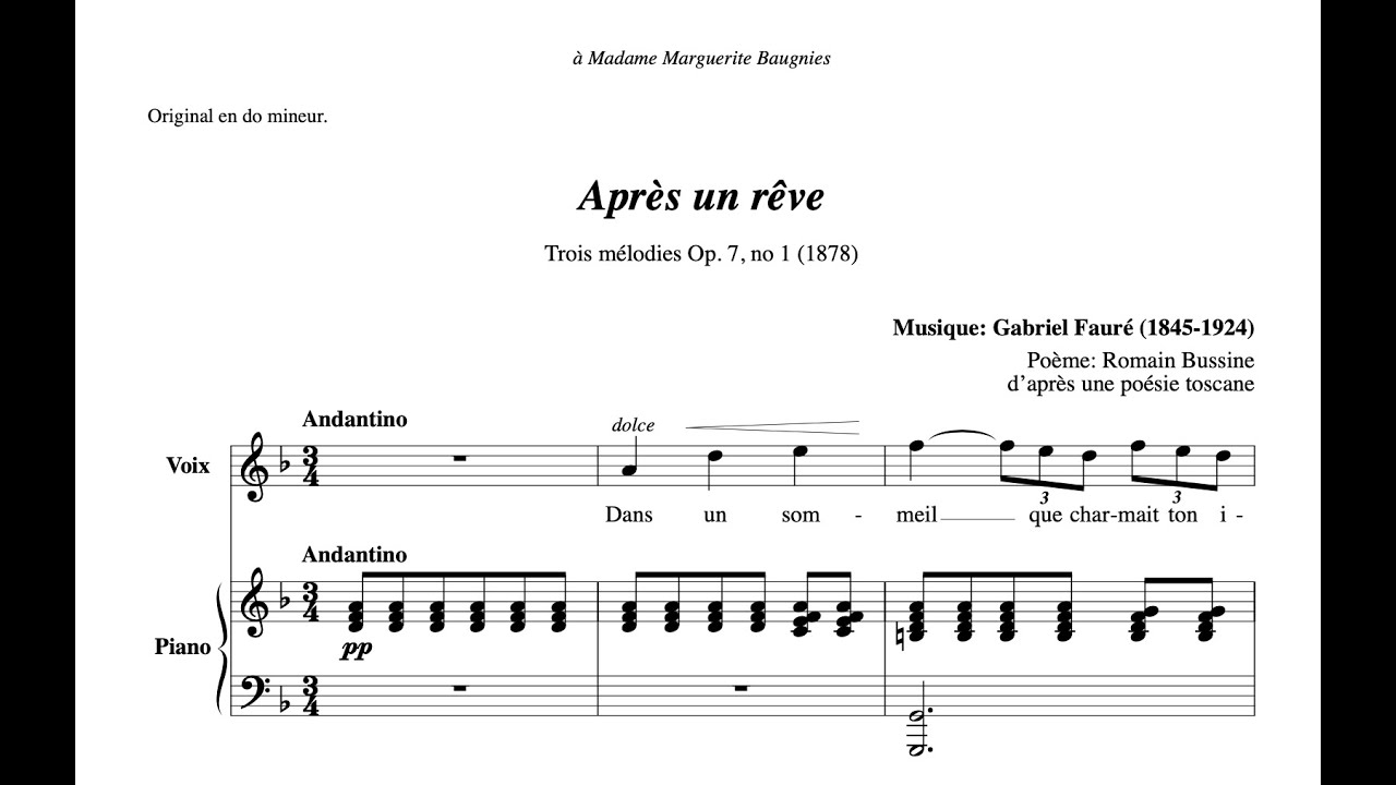 Apres un reve (G. Faure) - D Minor Piano Accompaniment - Karaoke