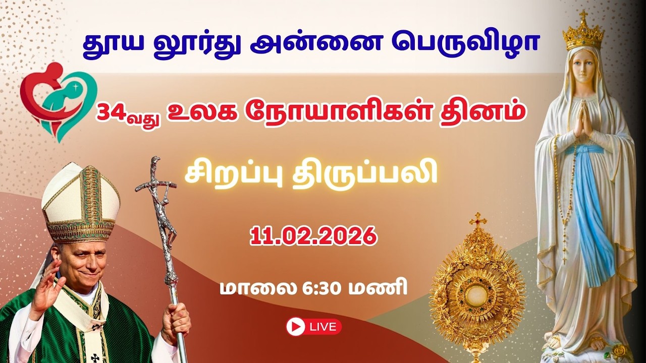 🔴LIVE: 11/02/2026|தூய லூர்து அன்னை பெருவிழா & 34வது உலக நோயாளிகள் தினம் - சிறப்பு திருப்பலி| 6:30 PM
