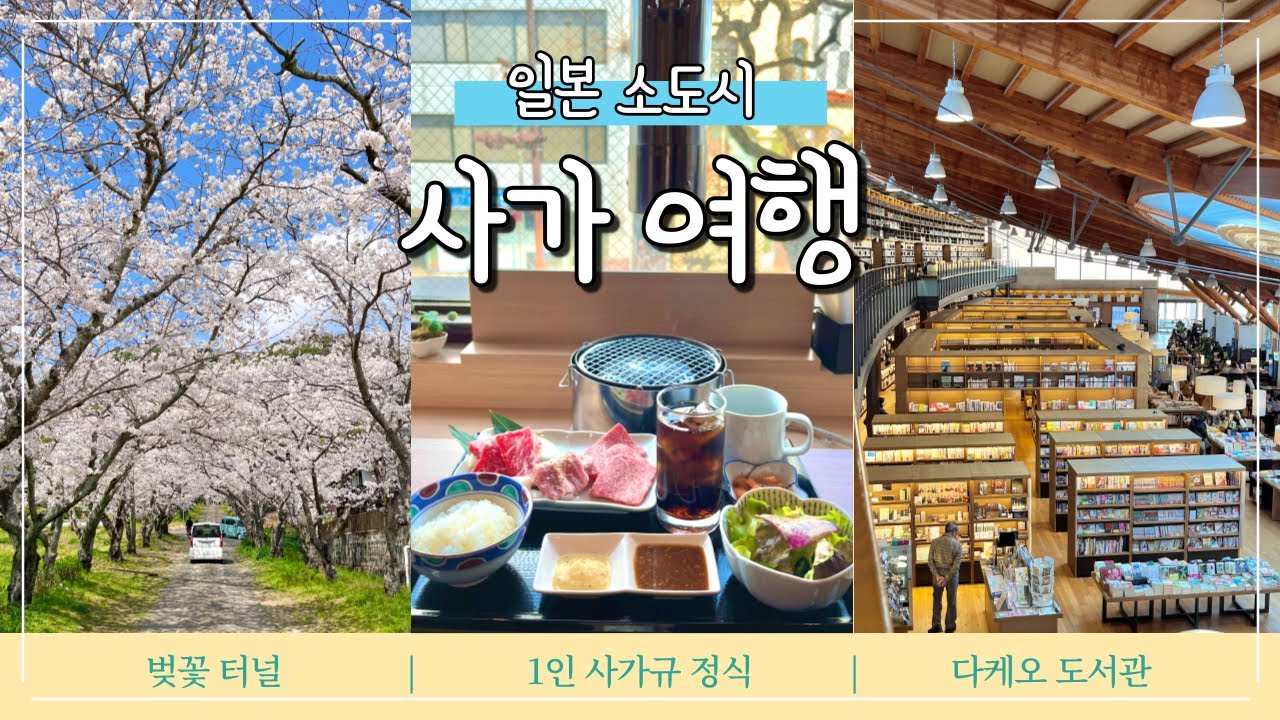 나혼자 사가여행 | 별마당 도서관의 원조 다케오 도서관 ⁉️ | 벚꽃 터널, 사가규 1인정식, 짱구 미소콘버터라멘 | 사가시내부터 근교까지 몽땅 털어봄
