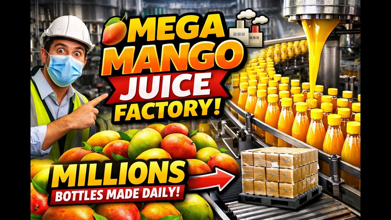 🥭🏭 Factory Full Process | Inside a Mega Mango Juice Factory – Millions of Bottles Made Every Day!