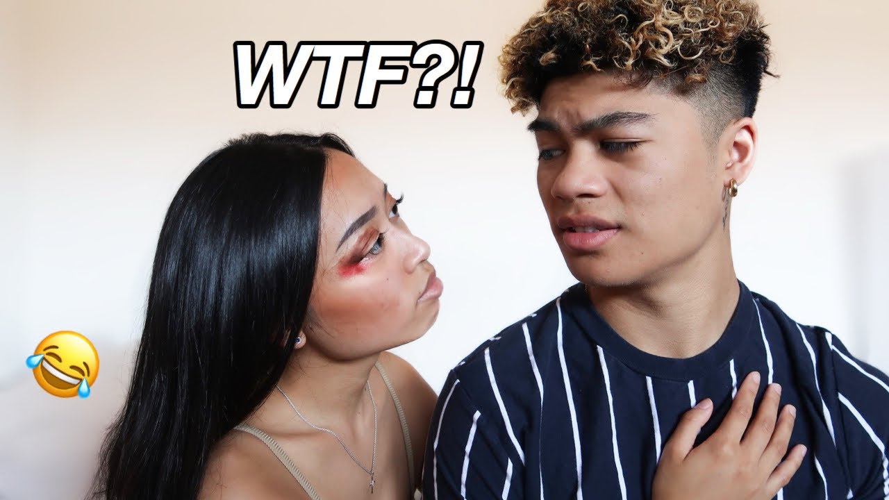 DOING MY MAKEUP HORRIBLY TO SEE HOW MY BOYFRIEND REACTS (unexpected reaction)
