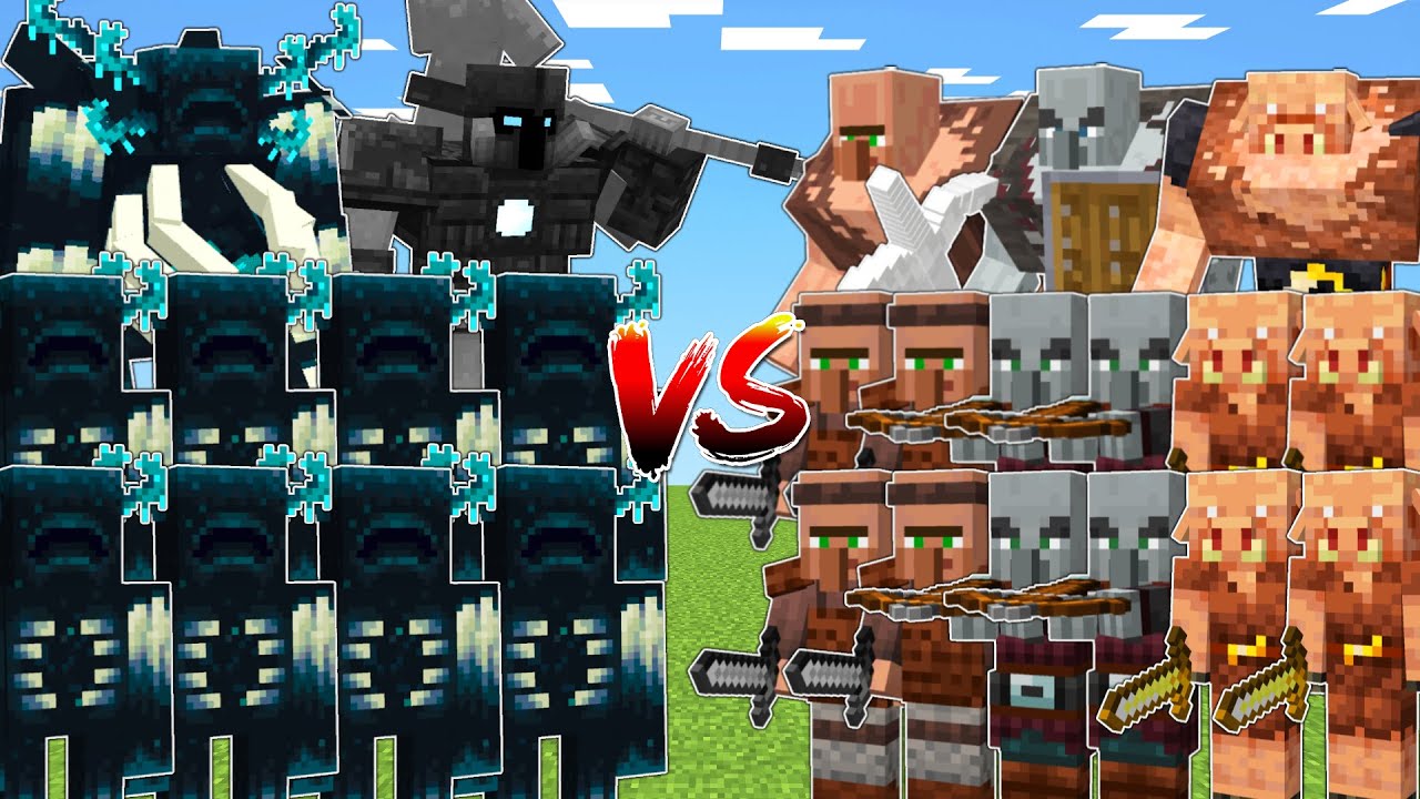 WARDEN ARMY vs VILLAGERS & PILLAGERS & PIGLINS