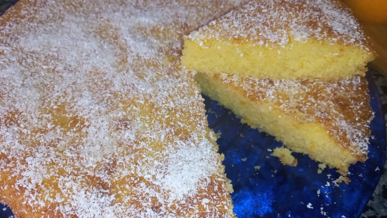BIZCOCHO DE SÉMOLA, COCO RALLADO Y NARANJA 🍊 😋( BASBOUSA) #comidaarabe #basboussa