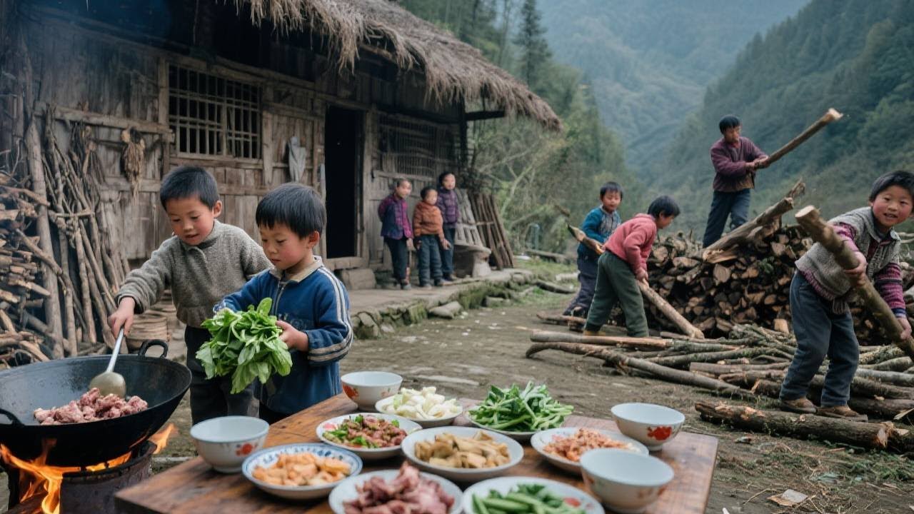 【一家七口隐居深山】隐居生活也要有仪式感，今天换了新得锅炉，孩子们自己做饭！#农村生活#vlog