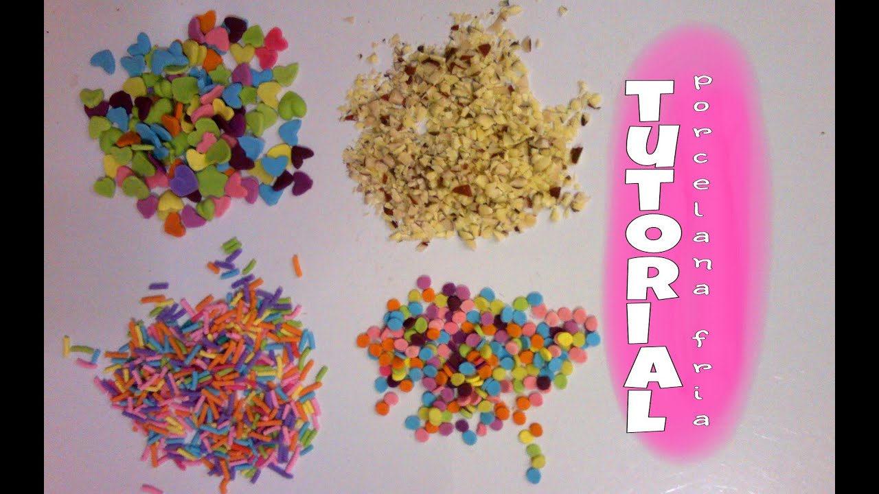 como hacer sprinkles y nuez falsa ❇PORCELANA FRIA