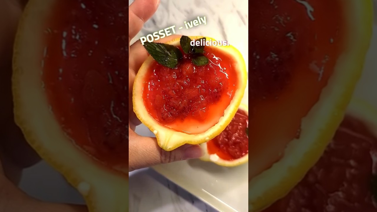 Strawberry-Topped Lemon Posset in Lemon Cups | Easy No-Bake Dessert 3 Ingredients!