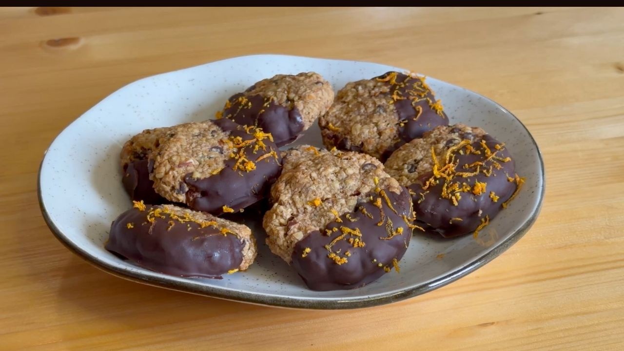 Chocolate Orange Tahini Oat Cookies