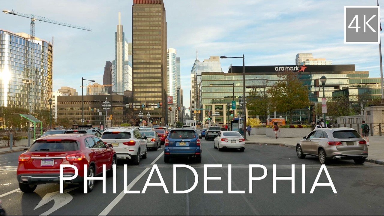 Philadelphia Pennsylvania City Drive 4K -  Driving Tour of Philly