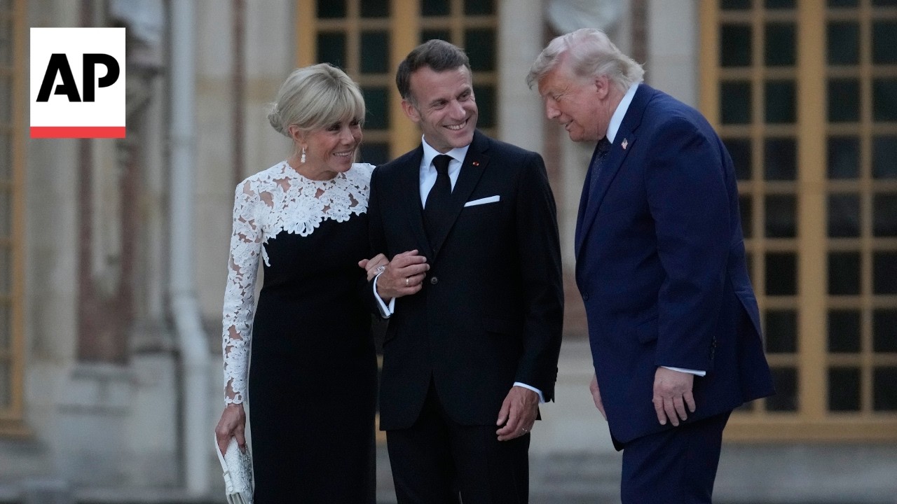 Trump arrives at the Palace of Versailles to have dinner with Macron
