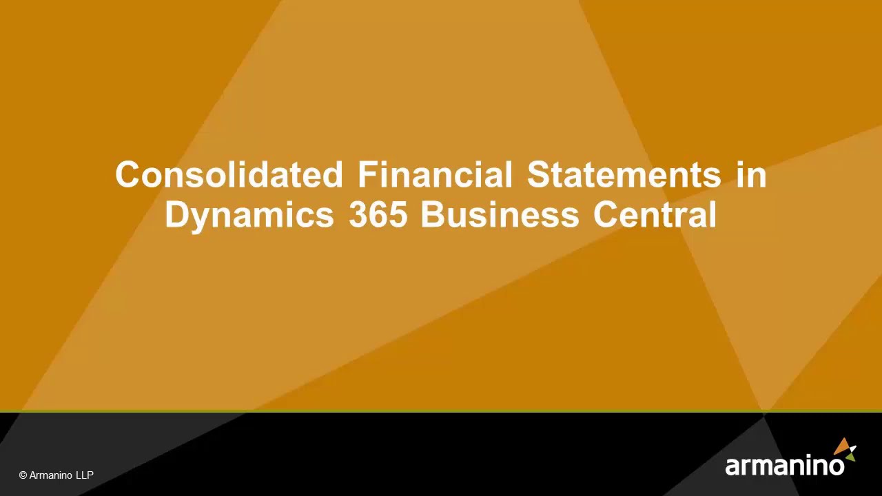 Consolidated Financial Statements in Dynamics 365 Business Central