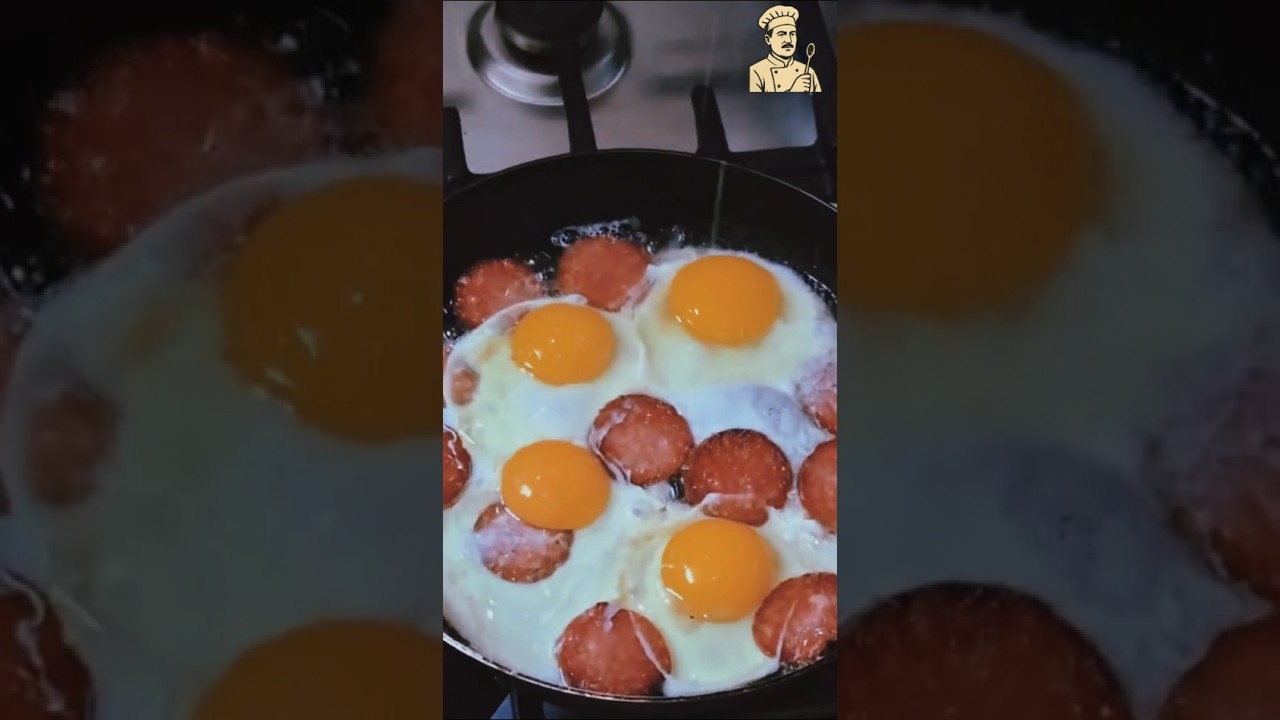 ГЛАЗУНЬЯ С КРАКОВСКОЙ СТРОГИЙ ГОСТ🍳🥓✨ #гост #глазунья #сытно
