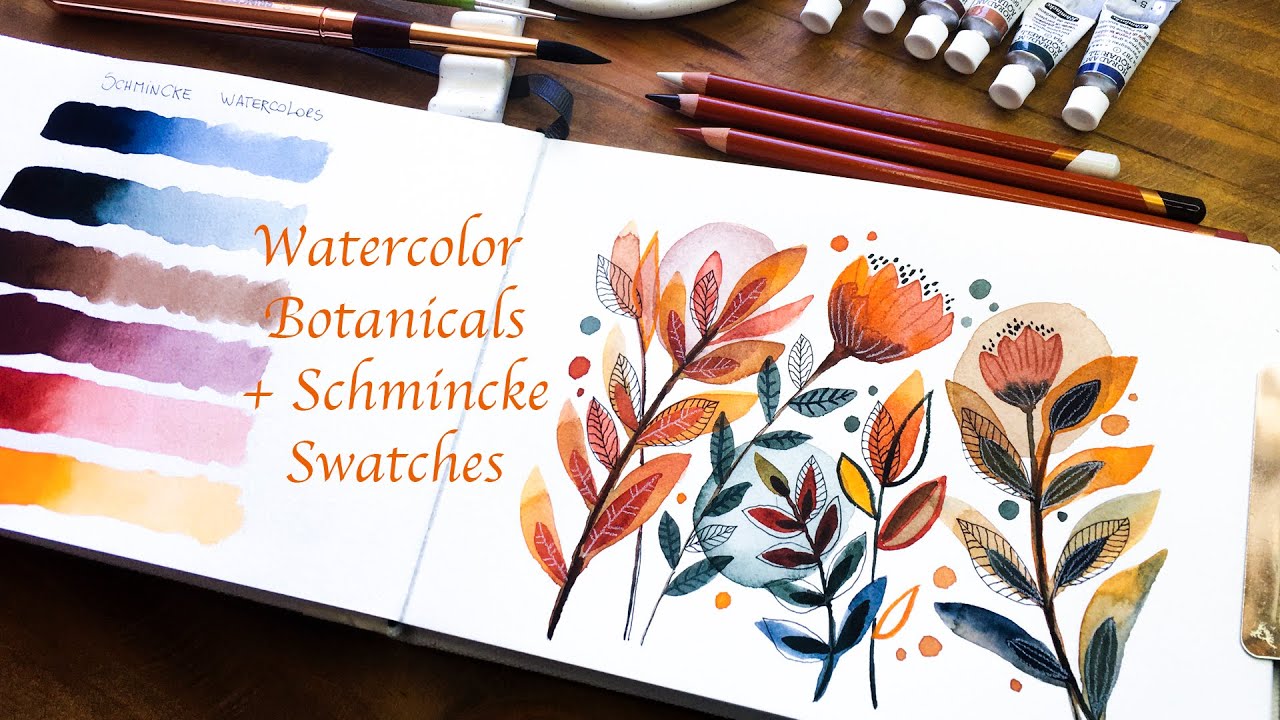 Watercolor Botanicals + Schmincke Swatches