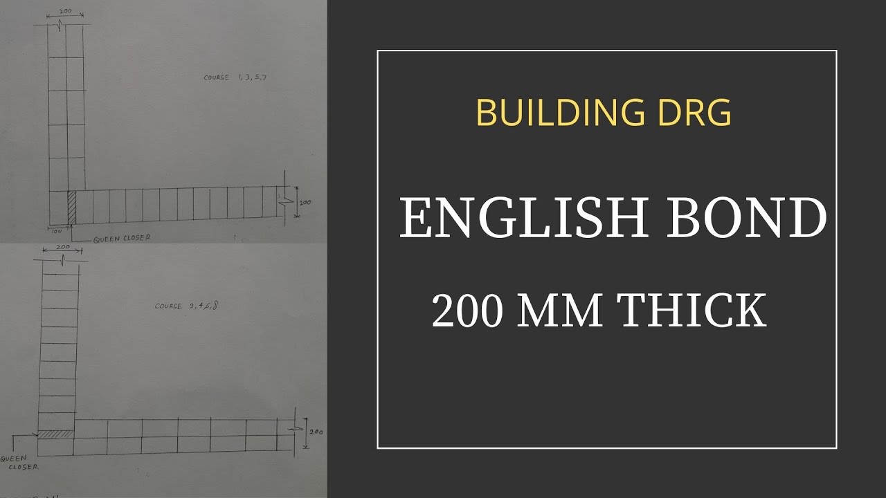 ENGLISH BOND | 200mm Thick English Bond | ENGLISH BOND WALL ARRANGEMENT | L- JUNCTION | BUILDING DRG