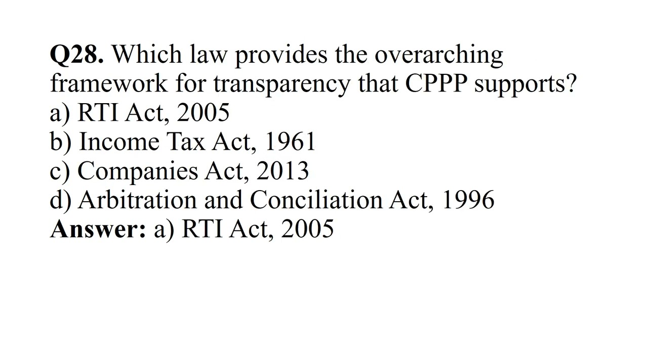 Central Public Procurement Portal 50 MCQs
