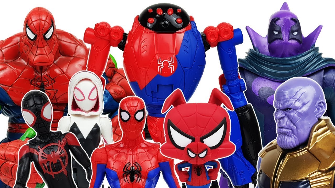 Spider-Man Into the Spider-Verse & Thanos, Miles Morales, Gwen, Ham, Avengers, Hulk Toys Play