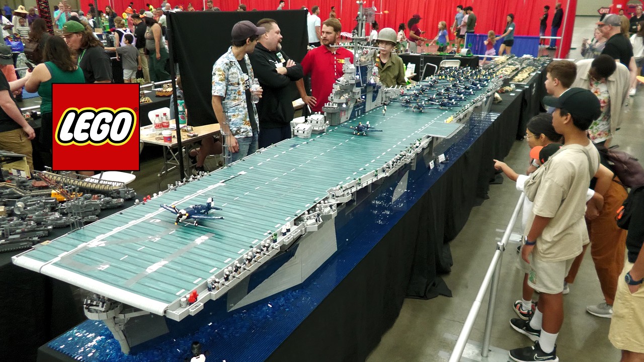 Huge LEGO USS Hornet WWII Aircraft Carrier with 90 Airplanes
