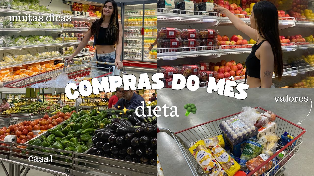 COMPRAS DO MÊS PARA CASAL COM MUITAS DICAS PARA DIETA! 🍓✨