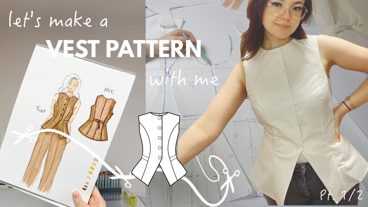 How to make this VEST PATTERN! full Patternmaking Process & Alterations on Mockup | Kristina.Sewista