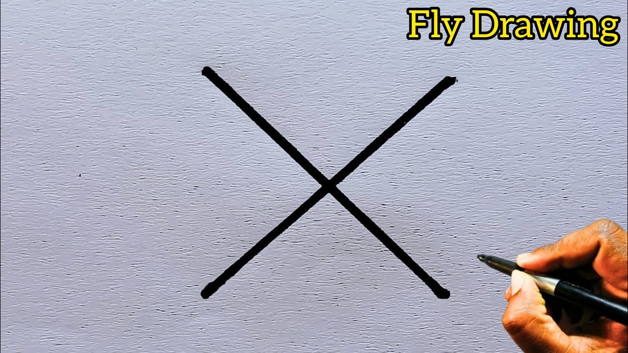 How to draw Fly with letter X / Step by step easy Fly drawing / Fly drawing tutorial 