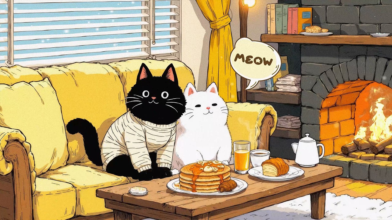 Cozy Fireplace Cat Lofi 🐾🔥 | Warm Chill Beats for Study, Relax & Sleep