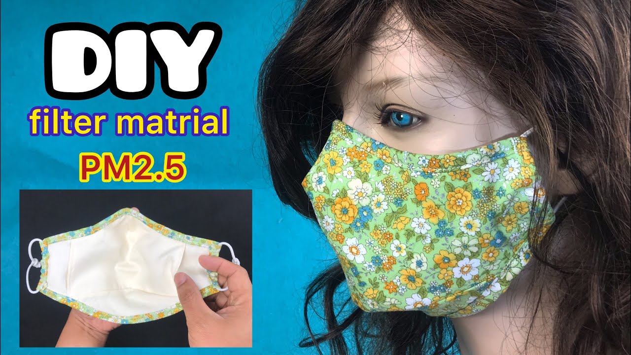 DIY 3D FACE MASK filter materia wear glasses l  how to make easy fabric face masks  立体マスクの型紙の書き方 作り方