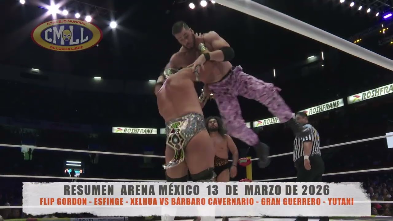 CMLL - FLIP GORDON-ESFINGE-XELHUA VS BÁRBARO CAVERNARIO-GRAN GUERRERO-YUTANI/ARENA MÉXICO/13-03-26