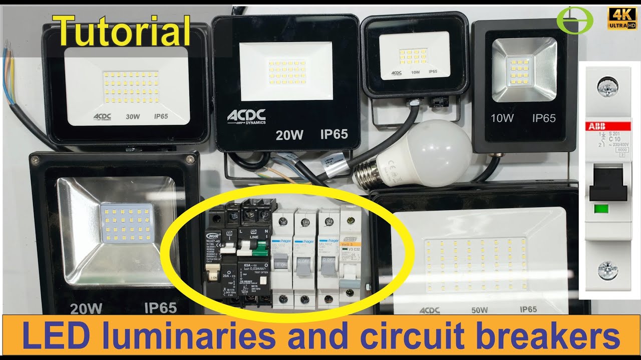 LED luminaires / lights, inrush current and choosing circuit breaker current capacity