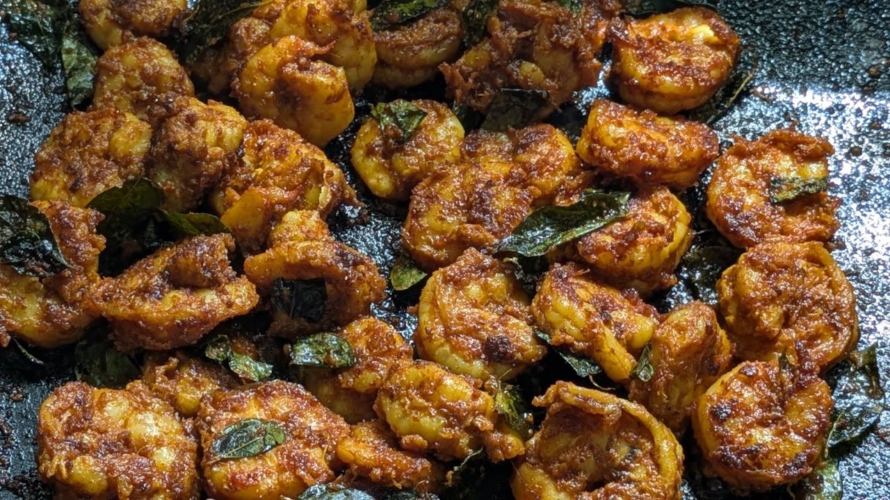 இறால் தவா ரோஸ்ட் | prawns masala fry simple and easy recipe| seafood recipe in tamil