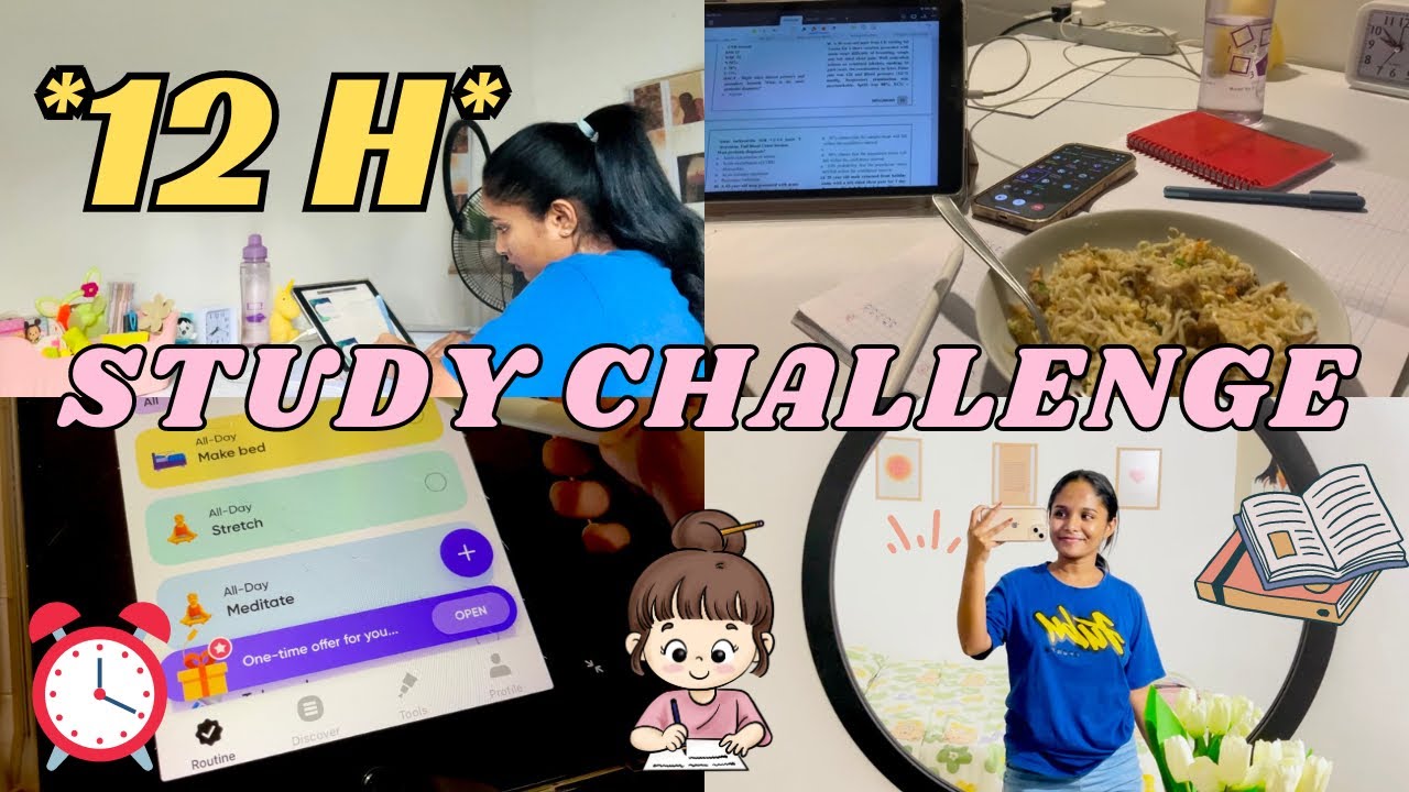 ⏰ *12 H STUDY challenge* [Eng/සිංහල] 📝👩🏻&zwj;⚕️| Productive study vlog 📖