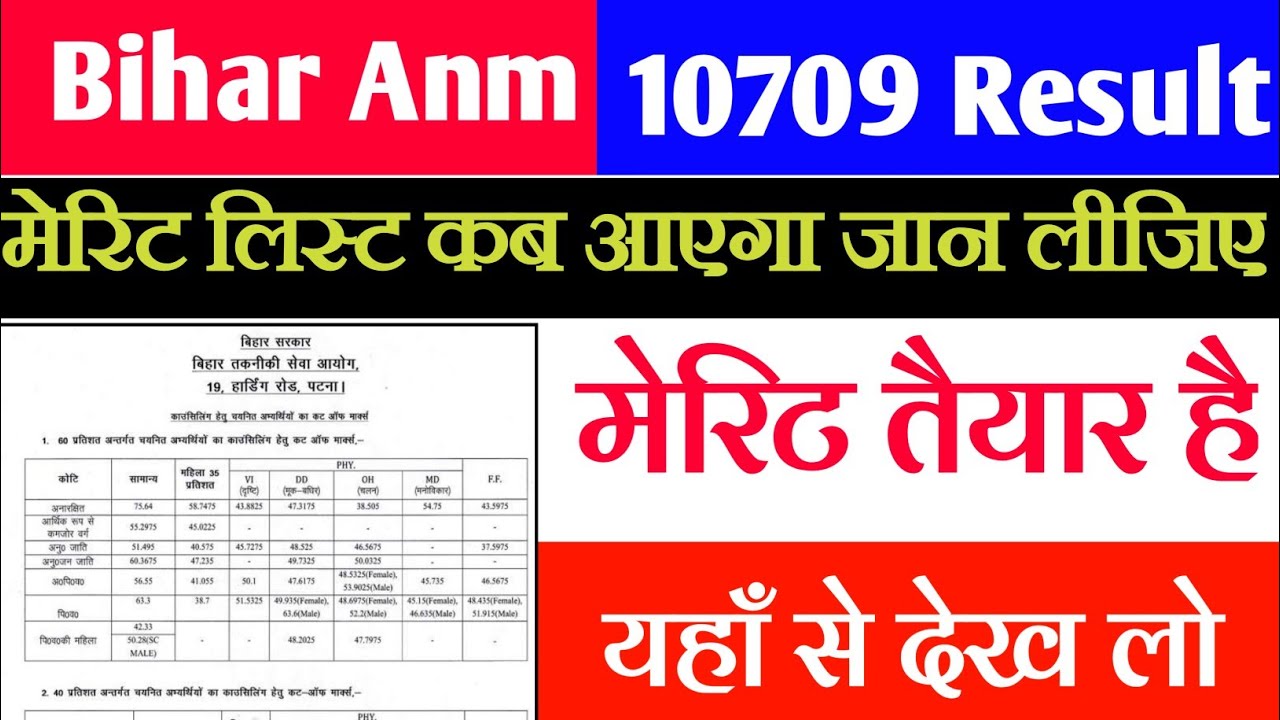 bihar anm 10709 final cut off | bihar anm bharti 2022 | btsc anm cutoff 10709 |bihar anm cutoff 2022