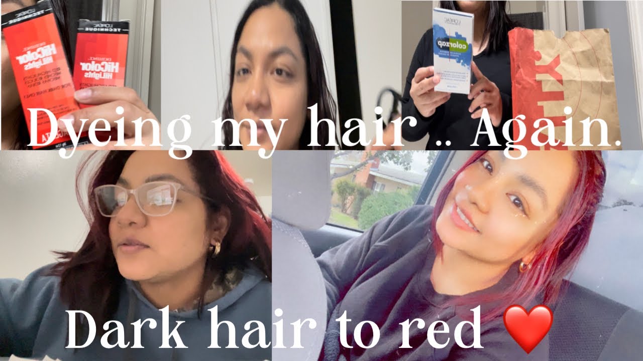 Dyeing my hair red 🫶🏽 using colorzap and L&rsquo;Or&eacute;al hi color Magenta+Red