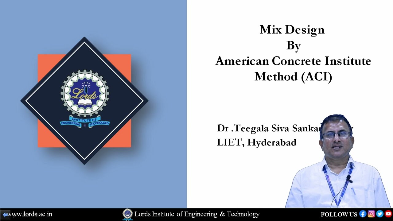 Mix Design by American Concrete Institute Method | ACI Method