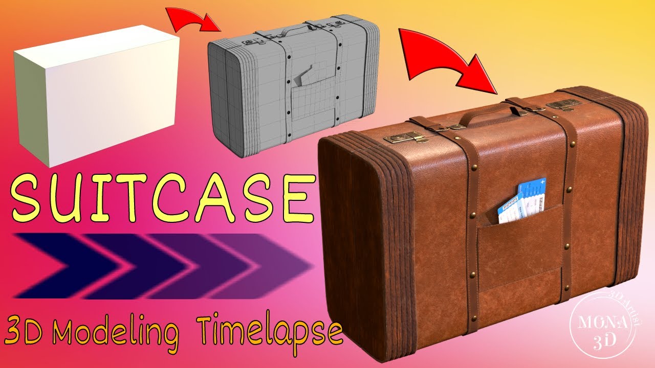 3D Modeling and Texturing Timelapse Suitcase  (Maya)