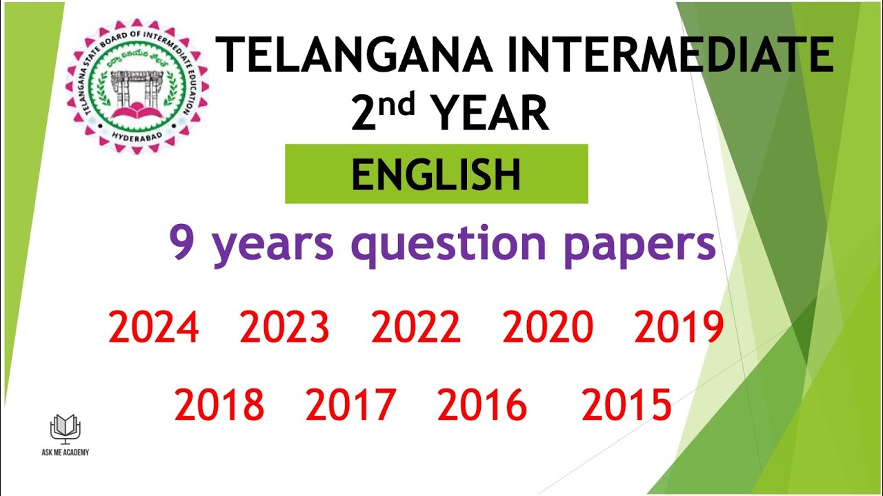 TS Inter 2nd Year English 2024 - 2015 9 years previous Question Papers Telangana Papers TG inter